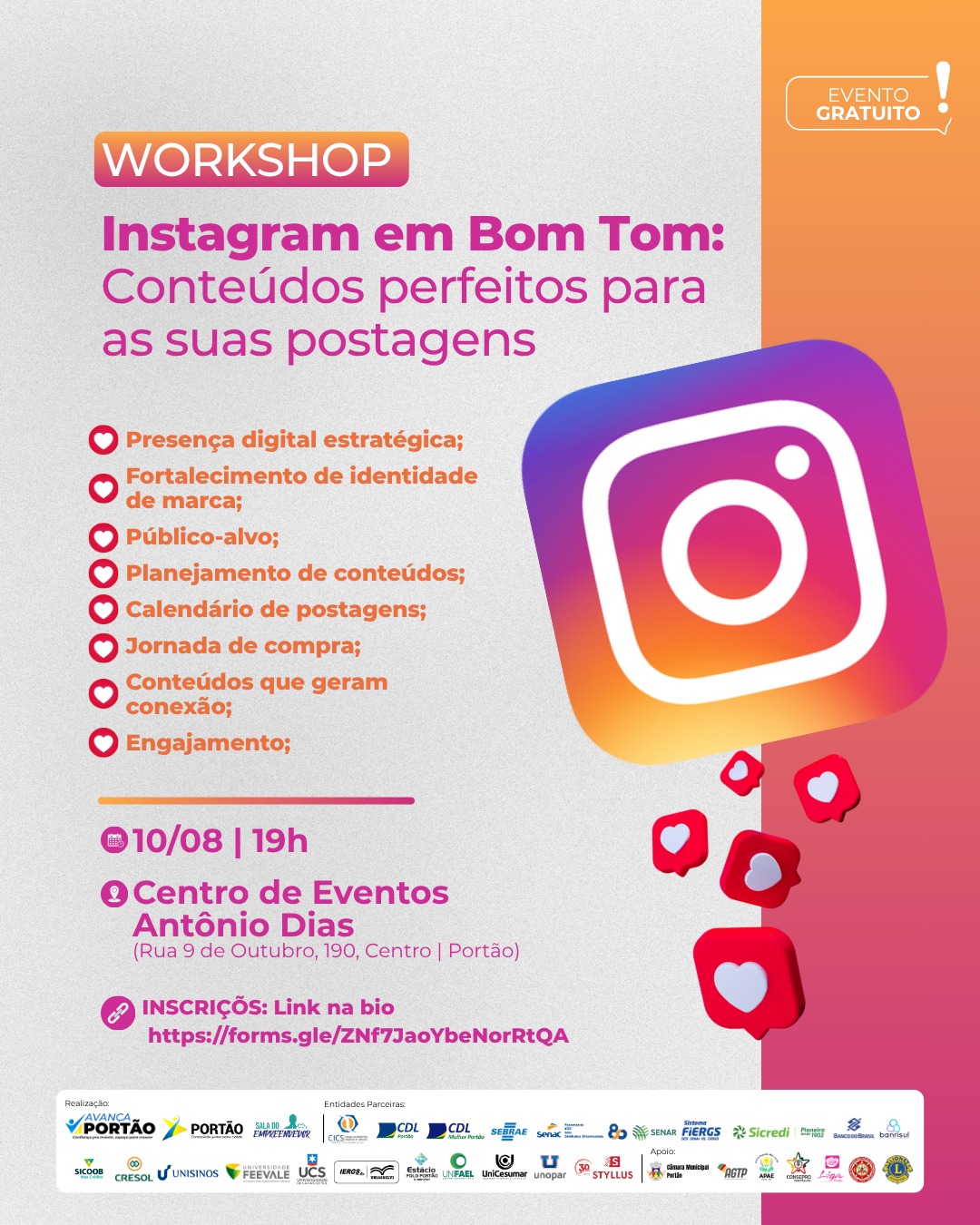 Postagem feita no Instagram da Prefeitura