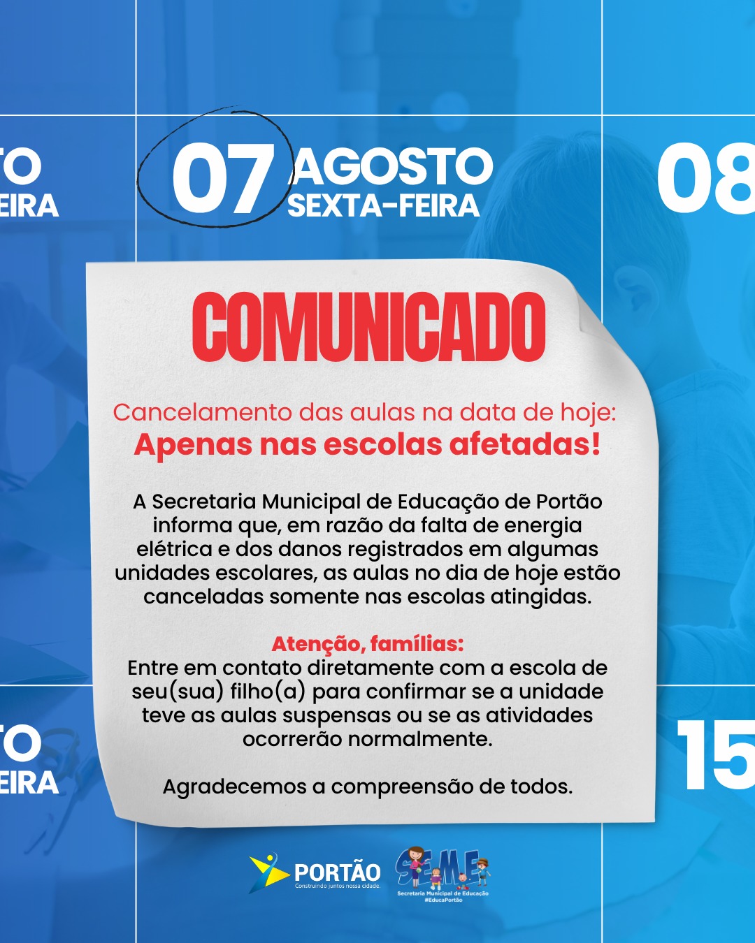 Postagem feita no Instagram da Prefeitura